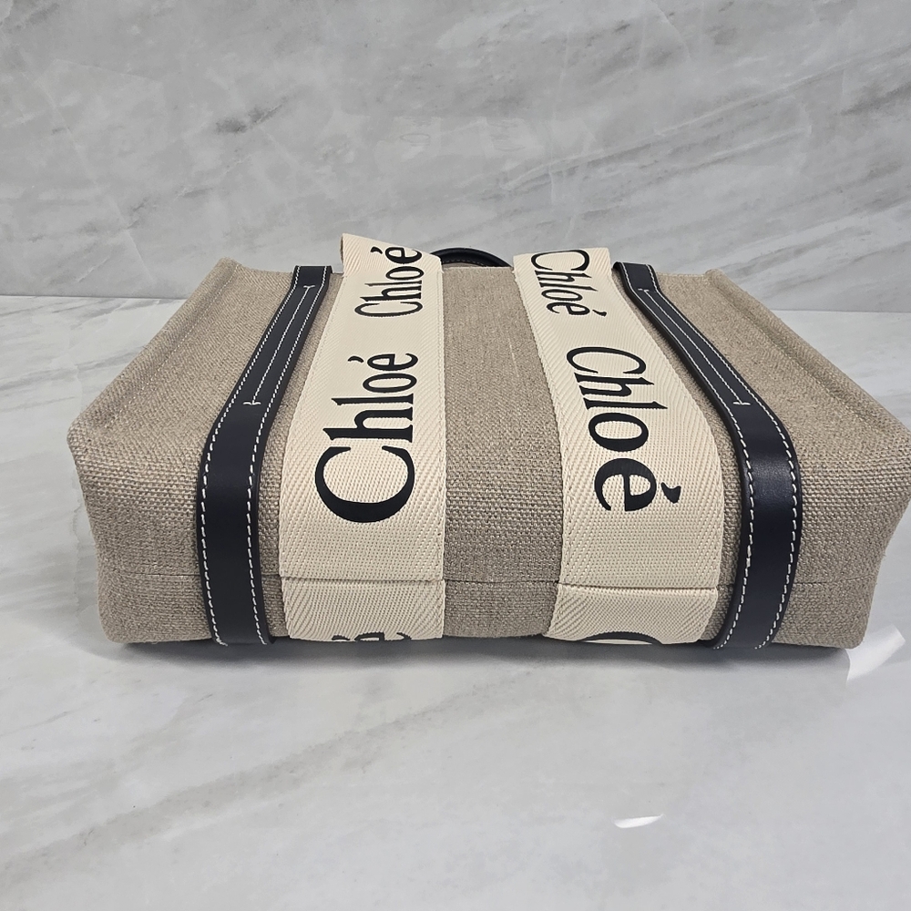 Chloé Small Woody Tote Bag in Beige and Blue - Picture 8 of 14